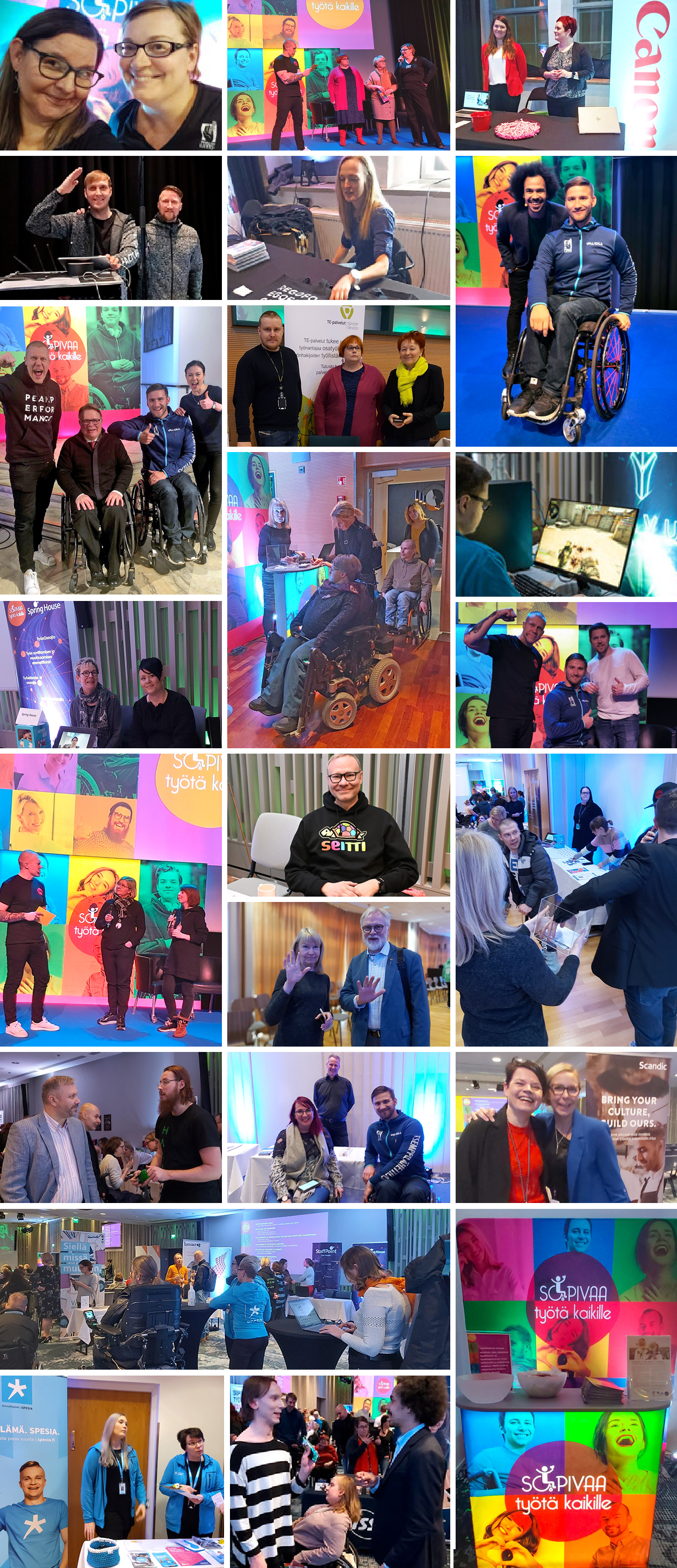 Kuvakooste Sopivaa työtä kaikille -kiertueesta.