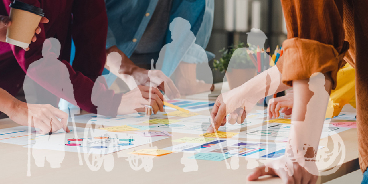 Kuvituskuvassa eri tavoin liikkuvia hahmoja.