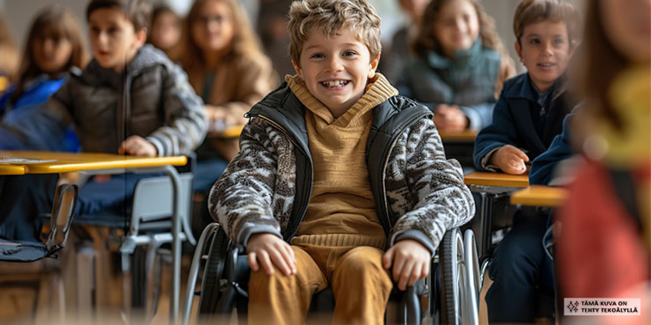 Lapsia luokkahuoneessa (tekoälyllä luotu kuva)