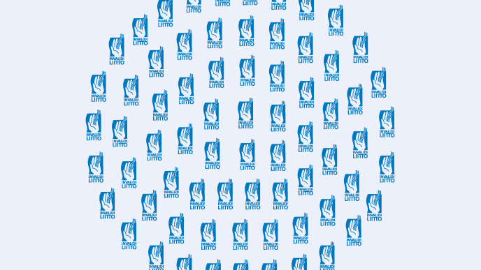 Invalidiliiton pienet logot muodostavat ympyrän. Kuvituskuva.