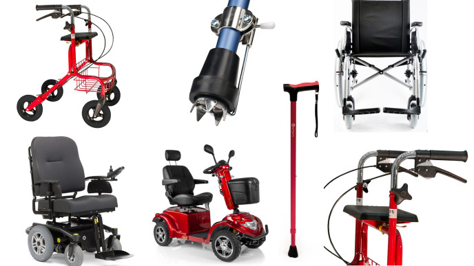 Kuvia eri liikkumisen apuvälineistä. Kuvituskuva.