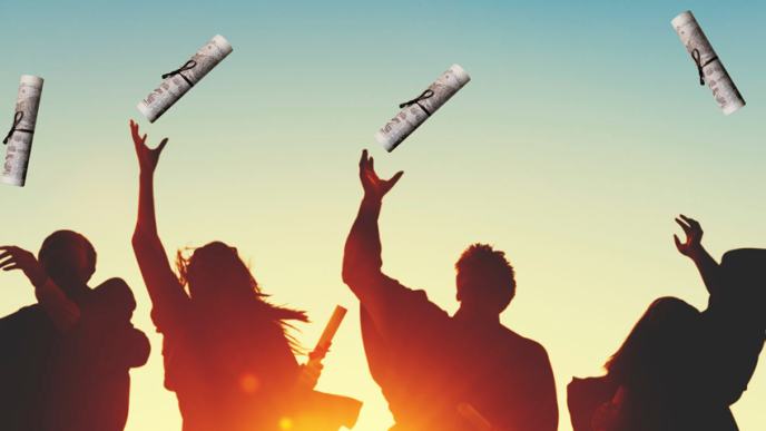 Valmistuneet juhlivat. Kuvituskuva.