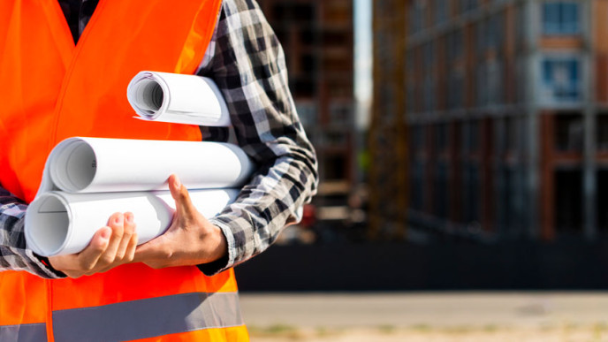 Rakennusmies. Kuvituskuva.