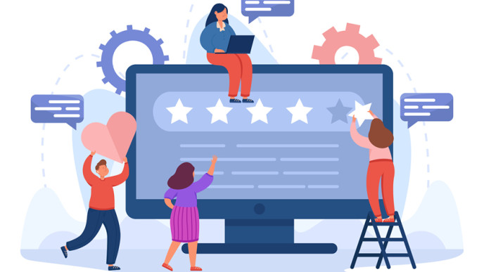 Piirroshahmoja antamassa arvosanoja. 