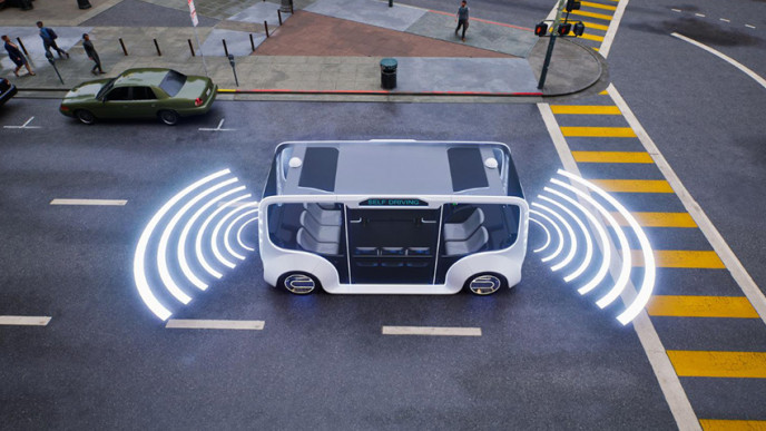 Ilman kuljettajaa liikkuva pienoisbussi